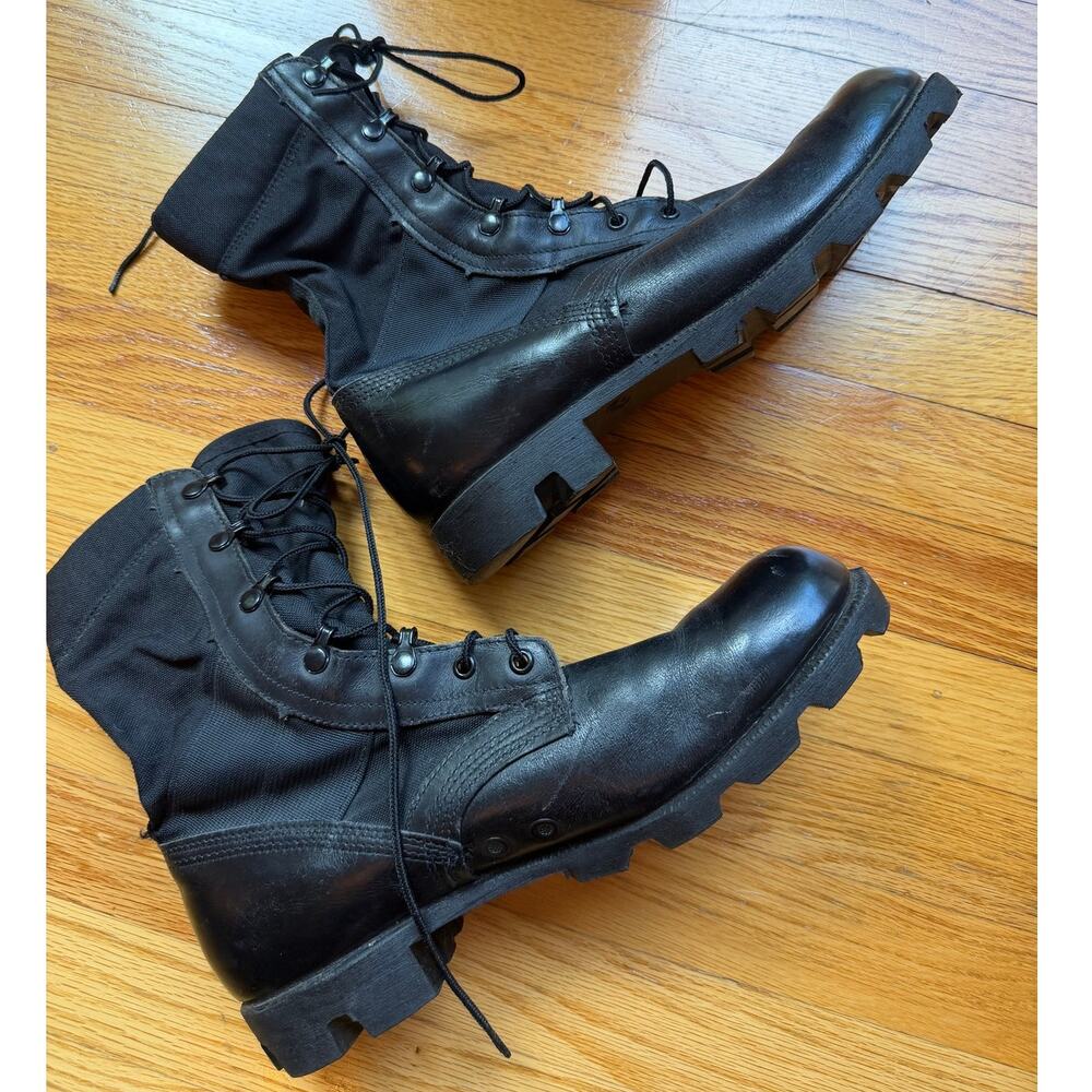 Mens Black Leather Combat Military Biker Boots Panama Sole Lace Up High Top 11